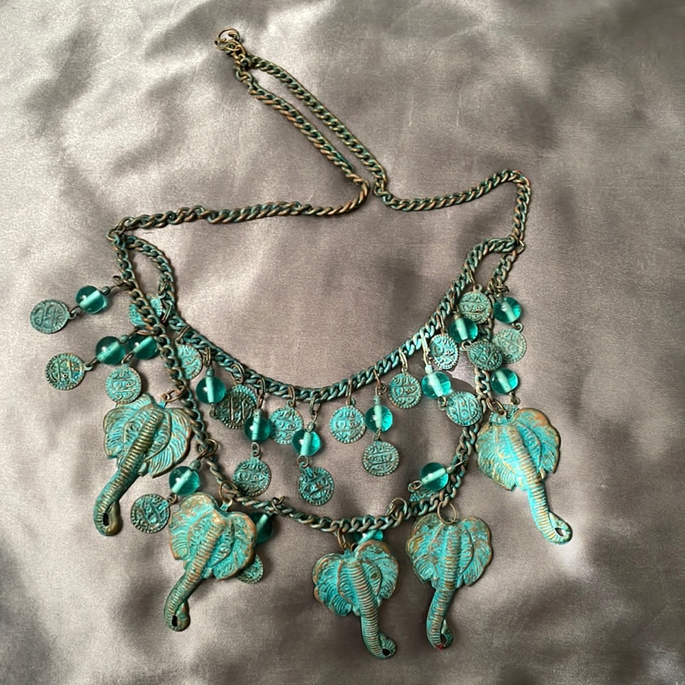 Vintage turquoise colored India-influenced necklace